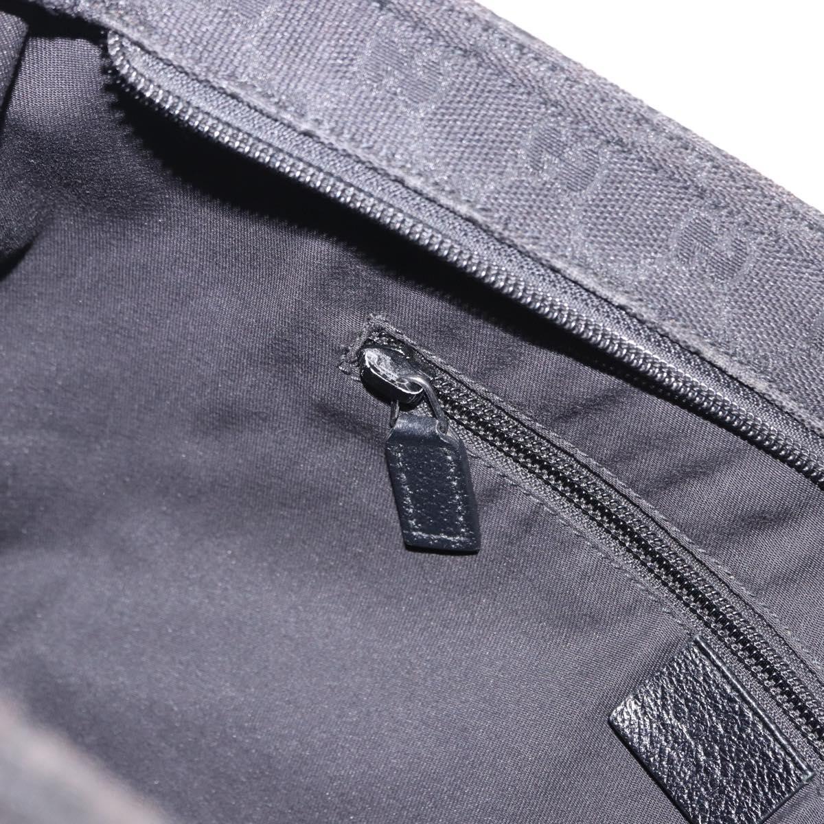 GUCCI GG Canvas Web Sherry Line Shoulder Bag Black Silver 189751 Auth 203232A