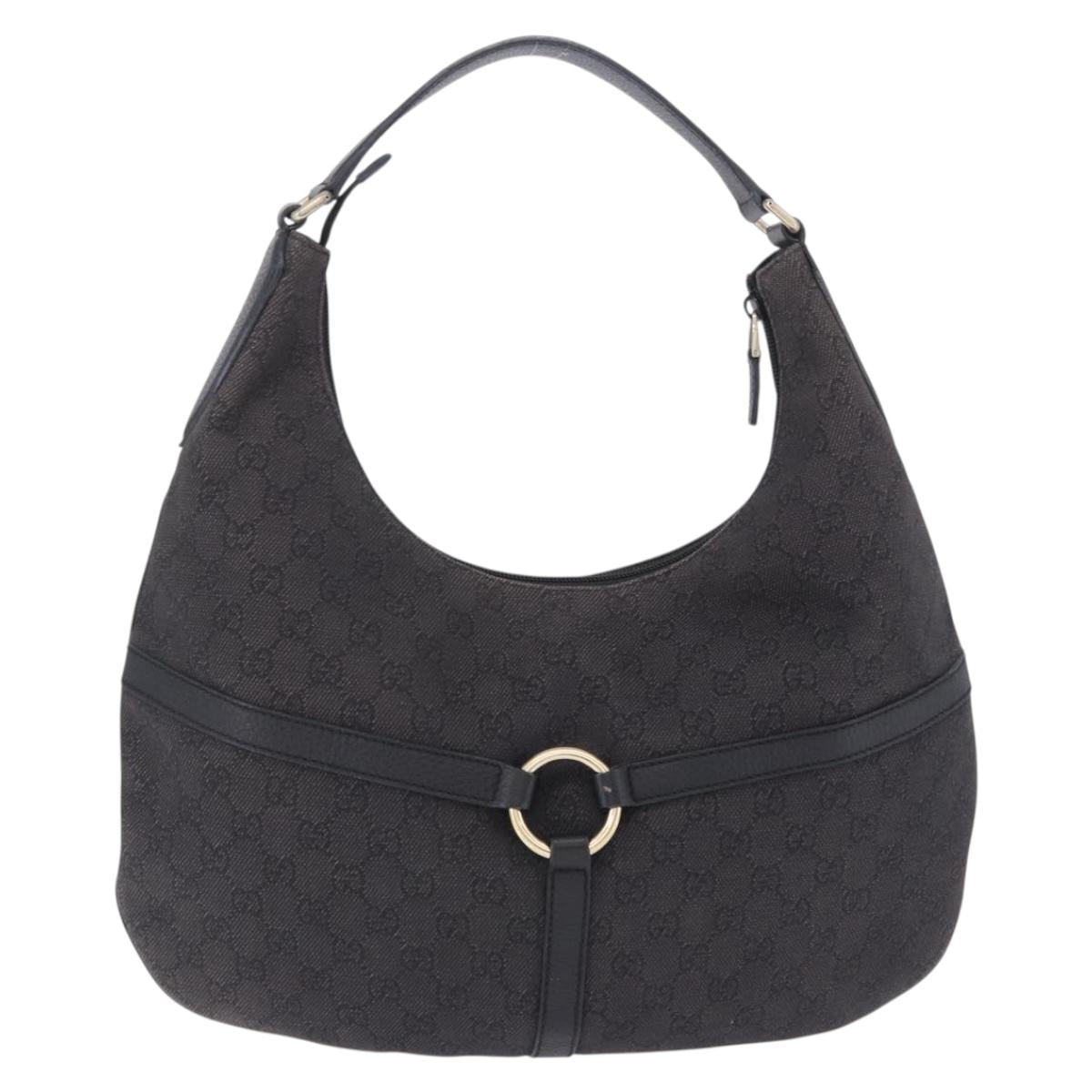 GUCCI GG Canvas Shoulder Bag Outlet Black Gold 257292 Auth 203234A