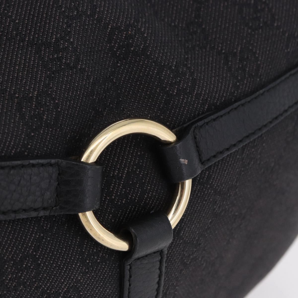 GUCCI GG Canvas Shoulder Bag Outlet Black Gold 257292 Auth 203234A