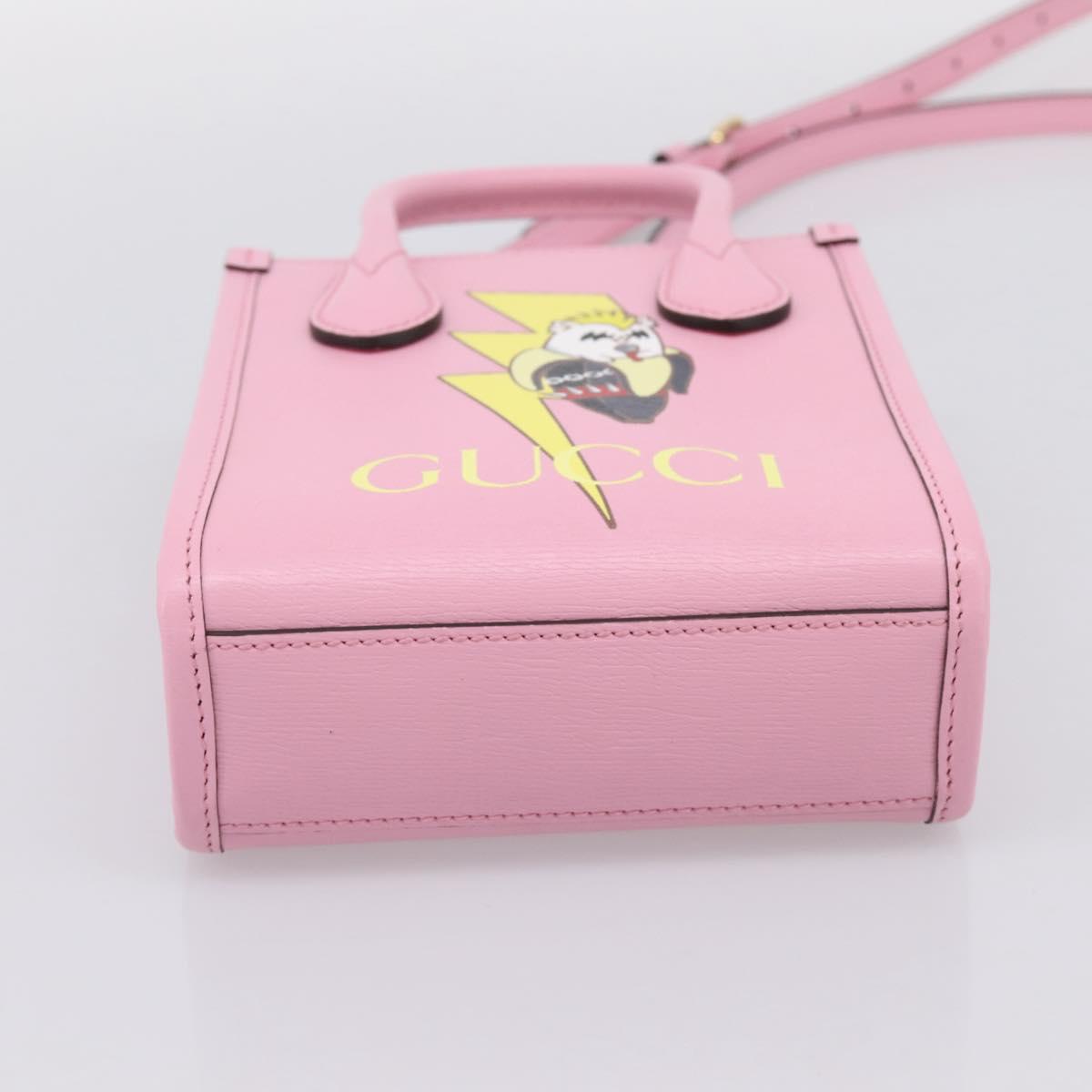 GUCCI Bananya Tote Bag Leather 2way Pink Gold 671623 Auth 203236M