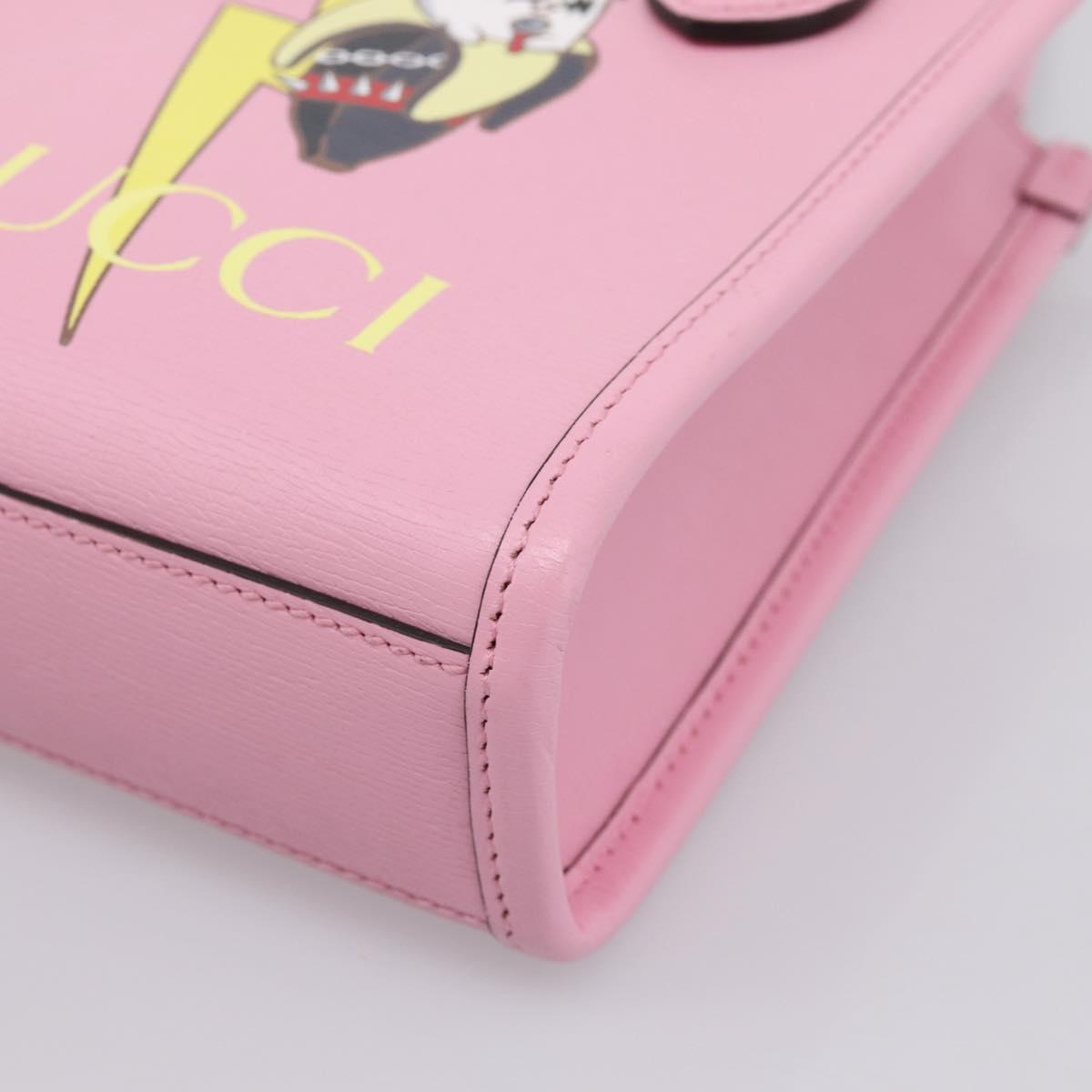 GUCCI Bananya Tote Bag Leather 2way Pink Gold 671623 Auth 203236M