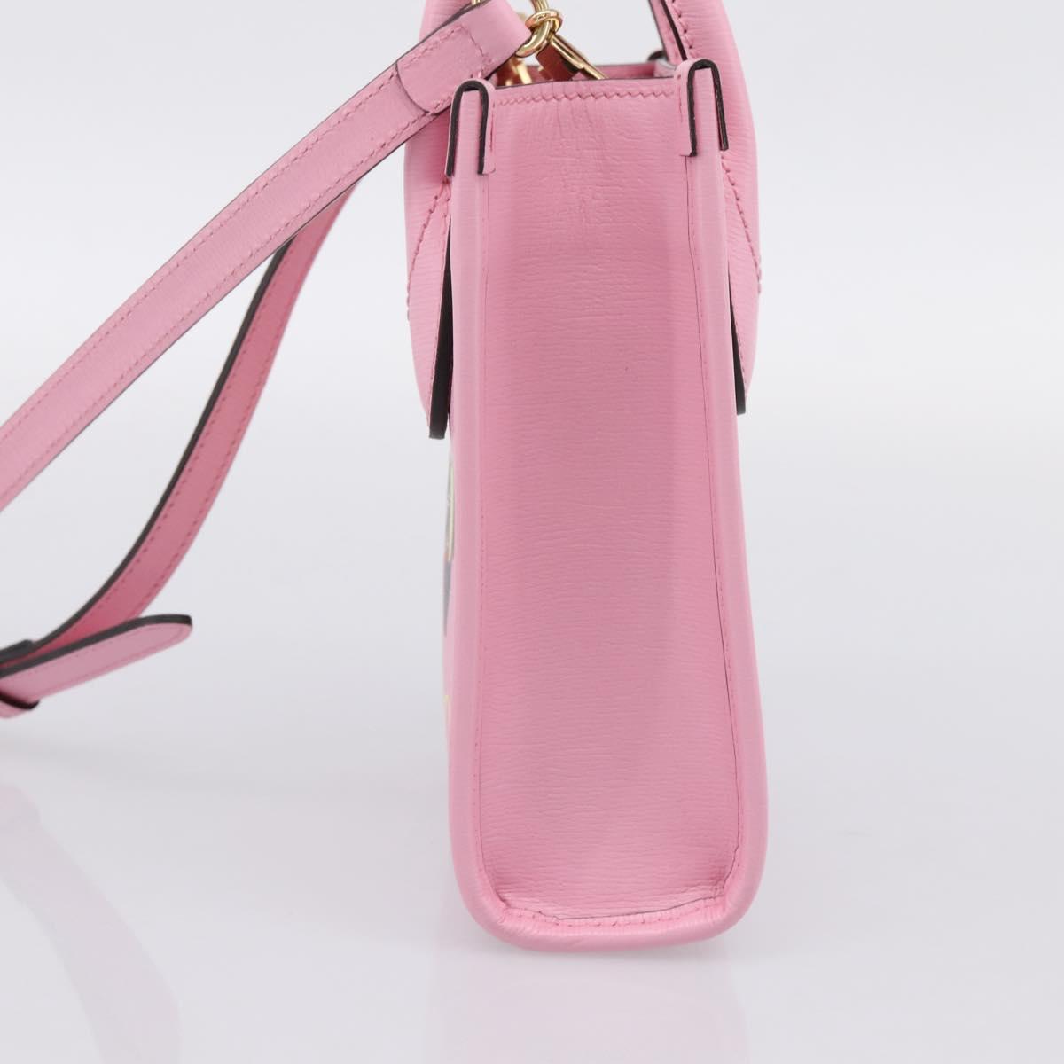 GUCCI Bananya Tote Bag Leather 2way Pink Gold 671623 Auth 203236M