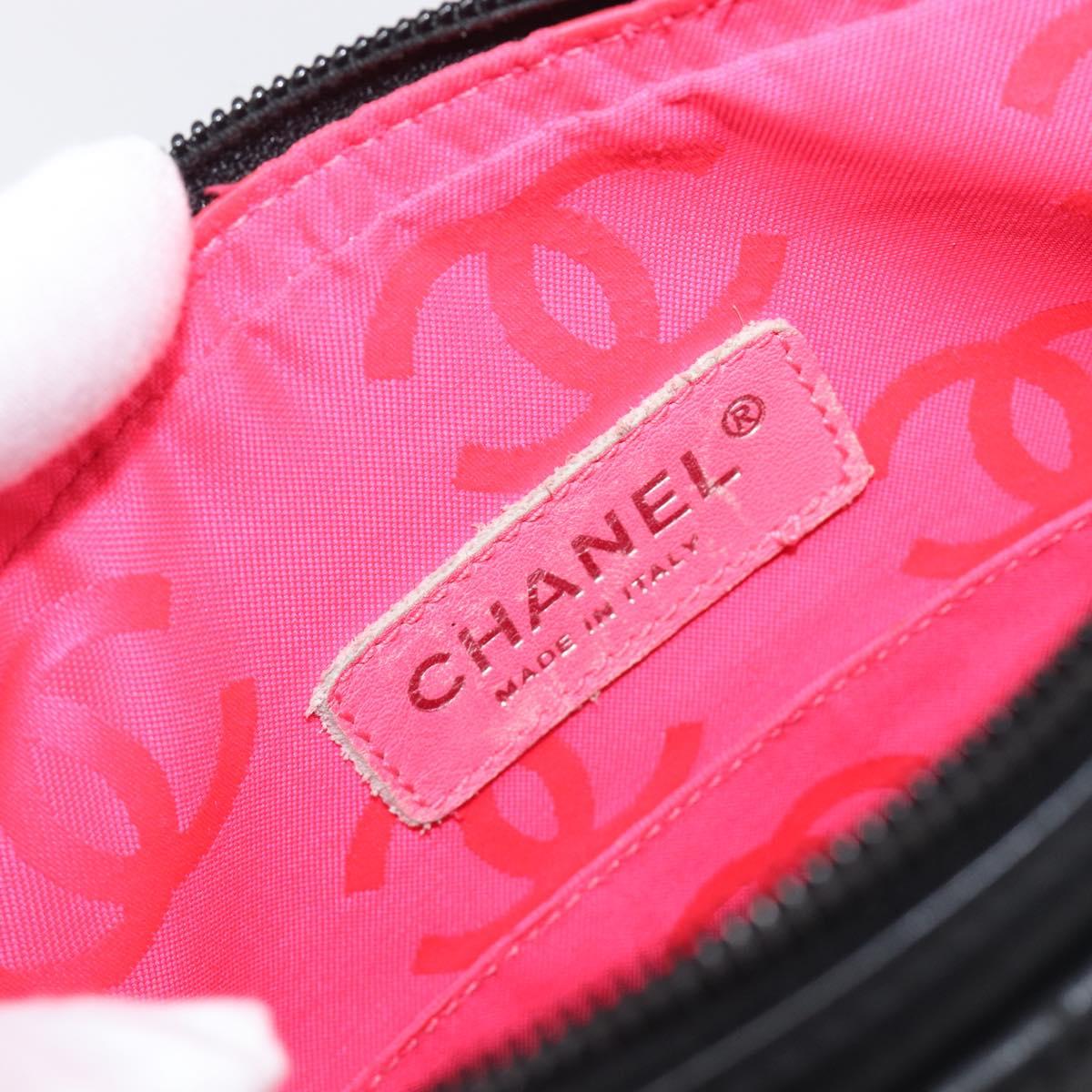CHANEL Cambon Line Matelasse Shoulder Bag Leather Black Silver CC Auth 203237V