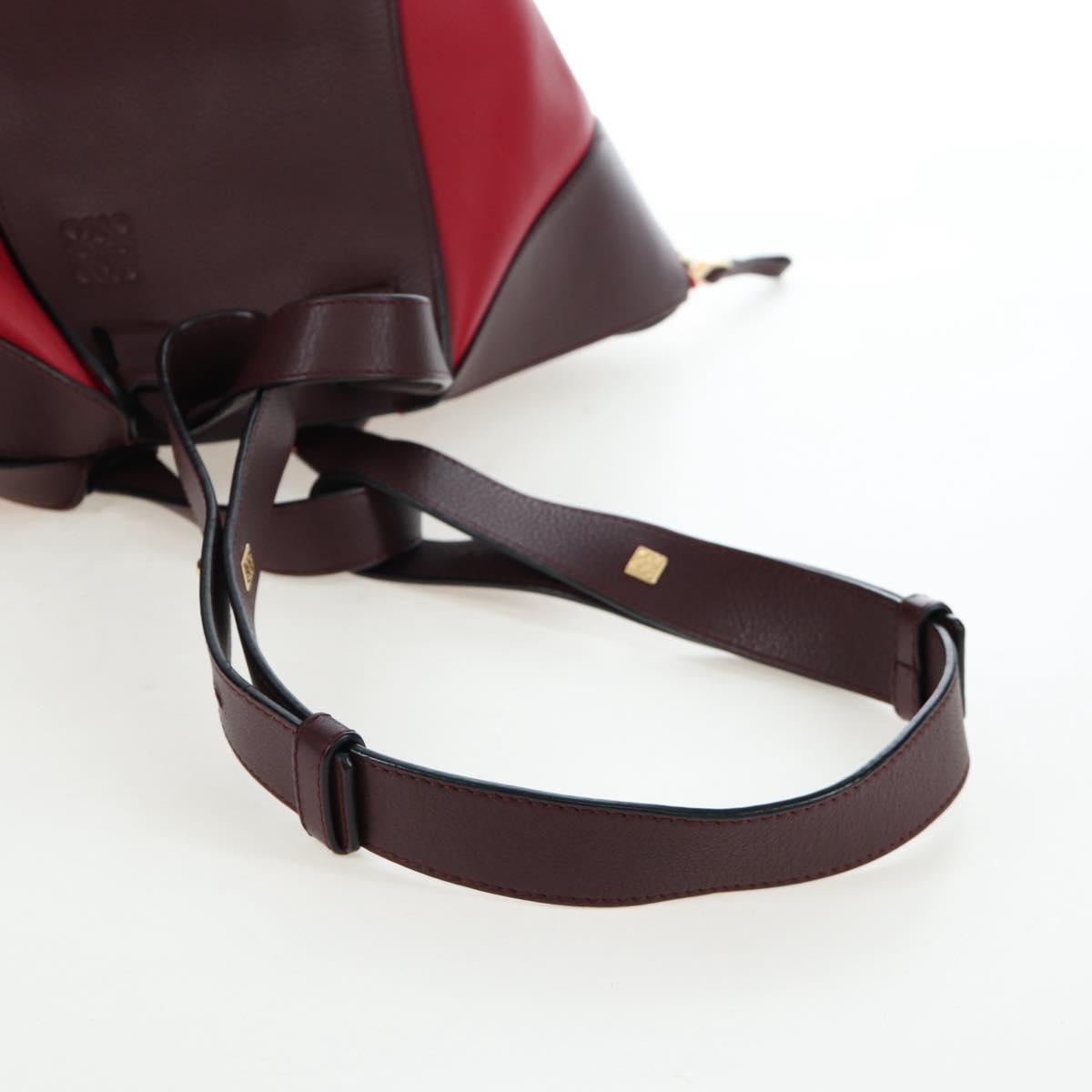 LOEWE Hammock Shoulder Bag Leather Red Gold Auth 203238M