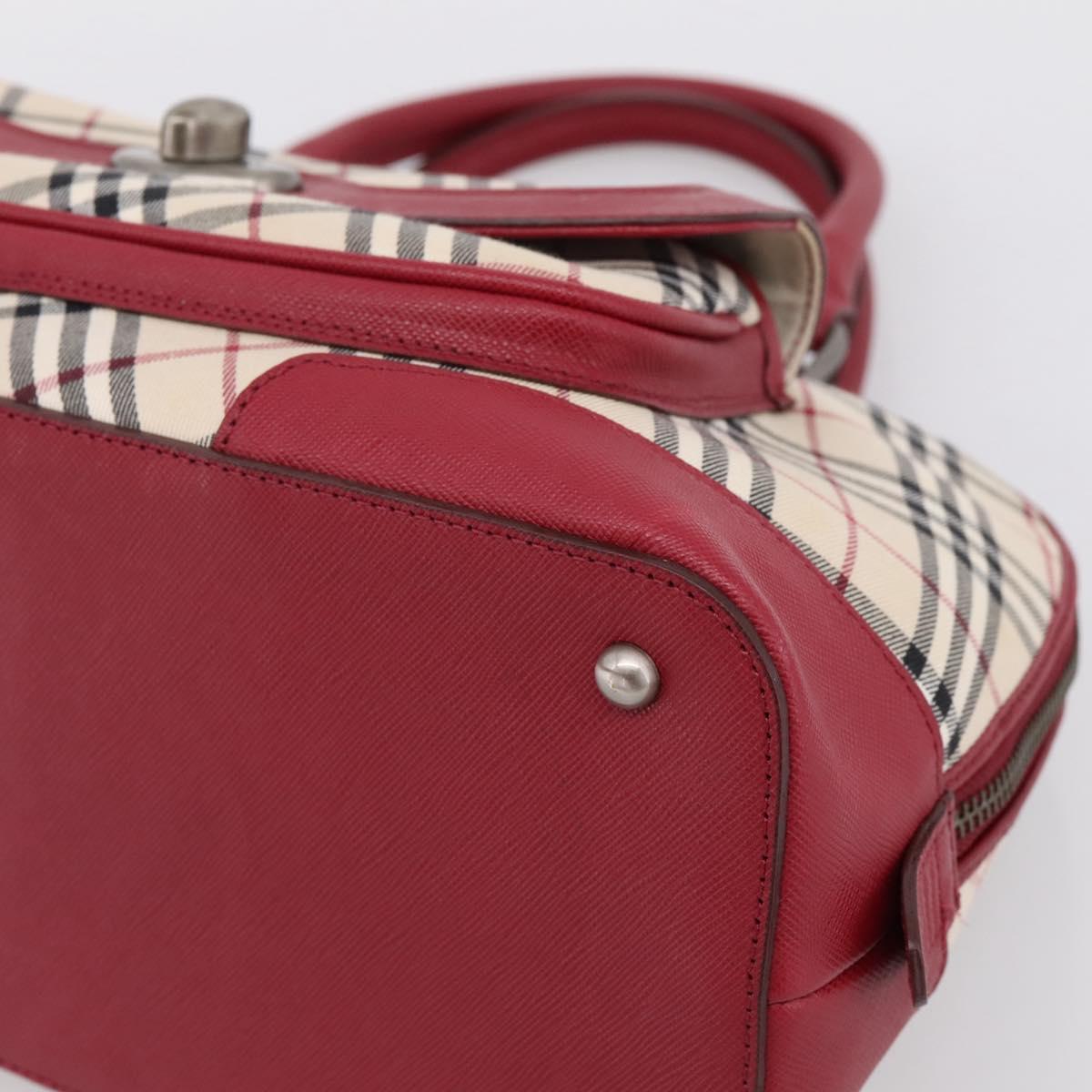 BURBERRY Nova Check Hand Bag Canvas Beige Silver Auth 203239A