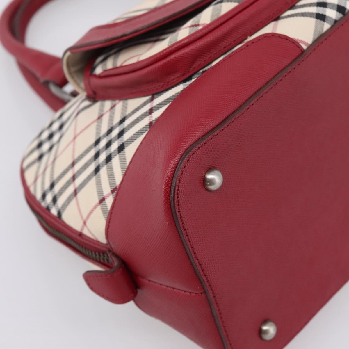 BURBERRY Nova Check Hand Bag Canvas Beige Silver Auth 203239A