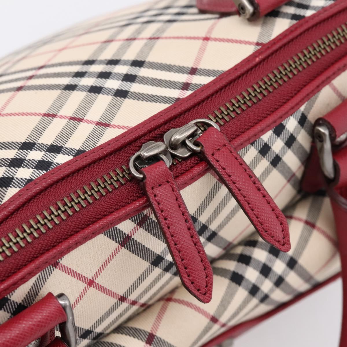 BURBERRY Nova Check Hand Bag Canvas Beige Silver Auth 203239A