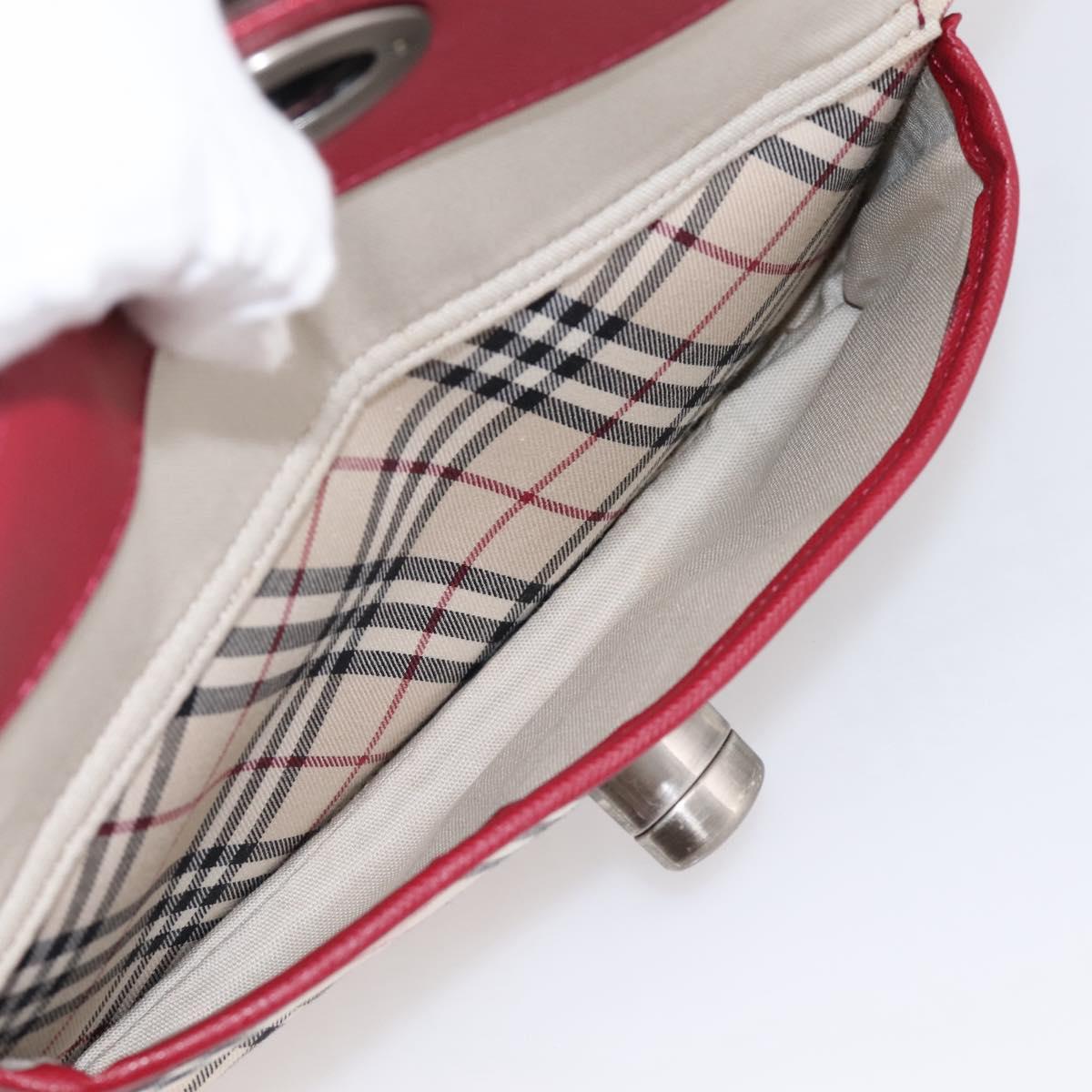 BURBERRY Nova Check Hand Bag Canvas Beige Silver Auth 203239A
