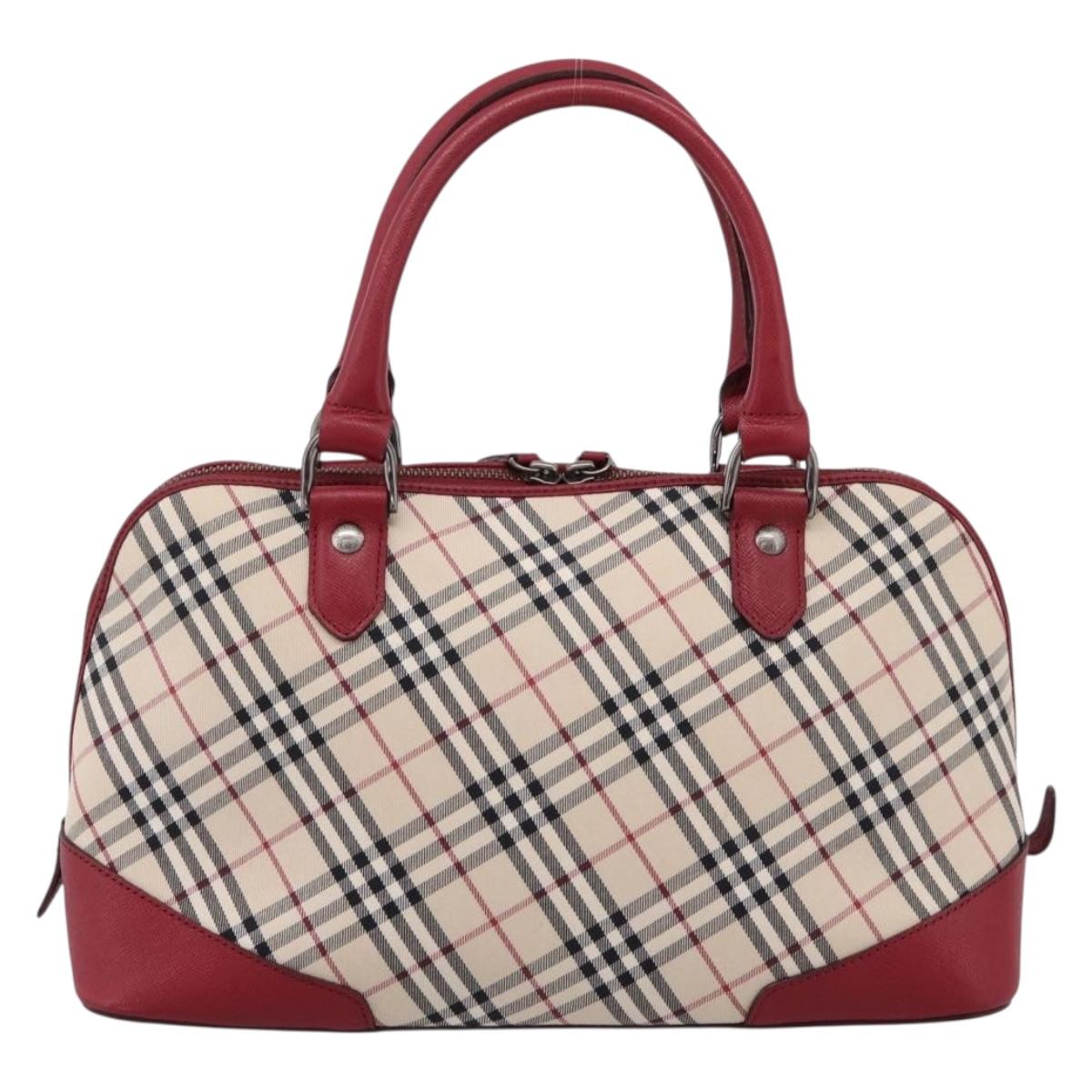 BURBERRY Nova Check Hand Bag Canvas Beige Silver Auth 203239A