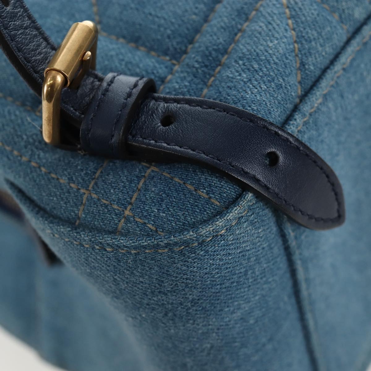 GUCCI GG Marmont Backpack Denim Blue Gold 476671 Auth 203241M