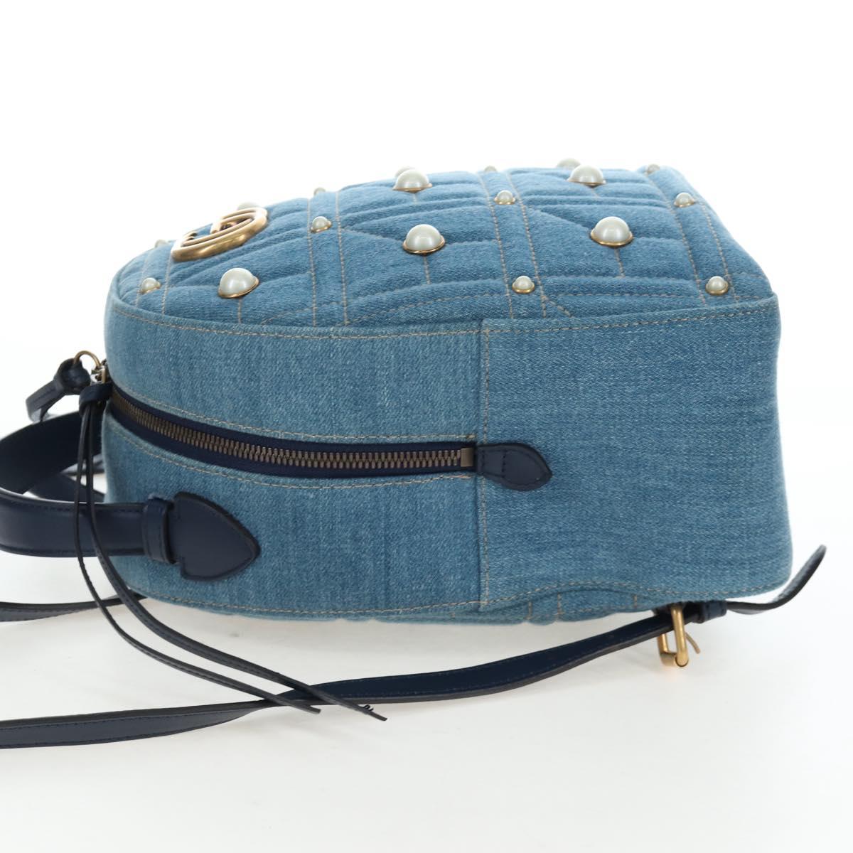 GUCCI GG Marmont Backpack Denim Blue Gold 476671 Auth 203241M