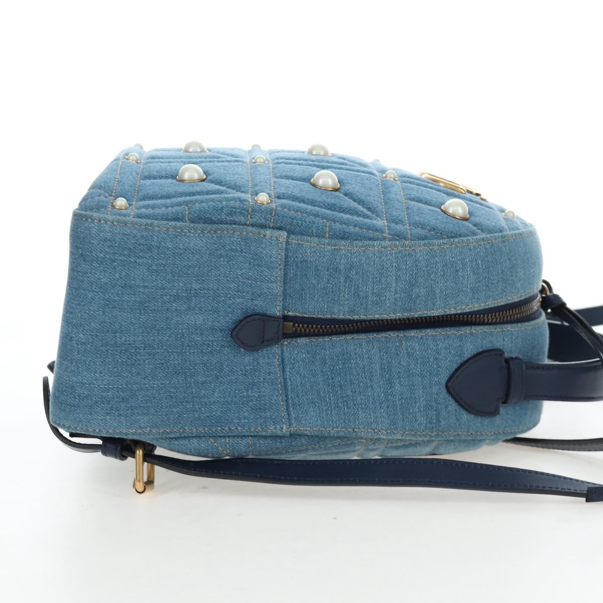 GUCCI GG Marmont Backpack Denim Blue Gold 476671 Auth 203241M