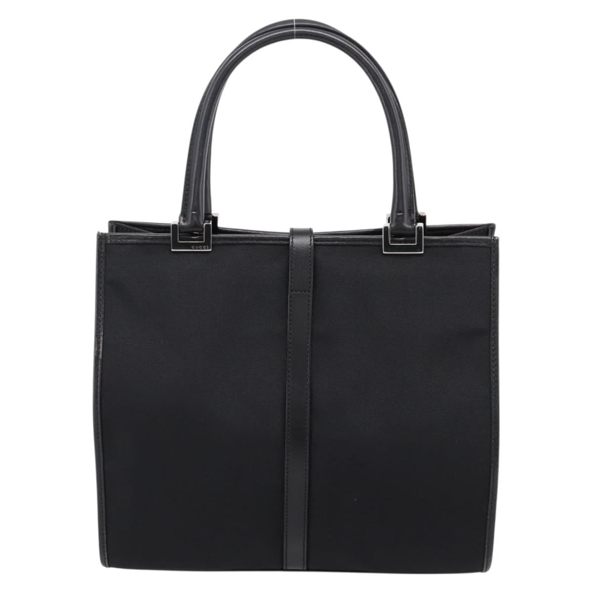 GUCCI Jackie Hand Bag Canvas Black Silver 002 1065 Auth 203243A
