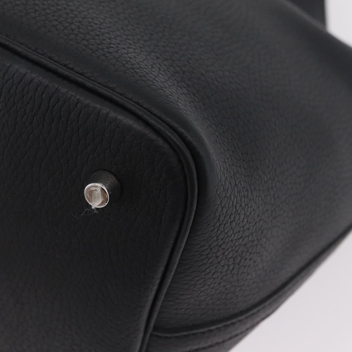 HERMES Taurillon Clemence Picotan Lock MM Bag Leather Black Gold Auth 203244SM