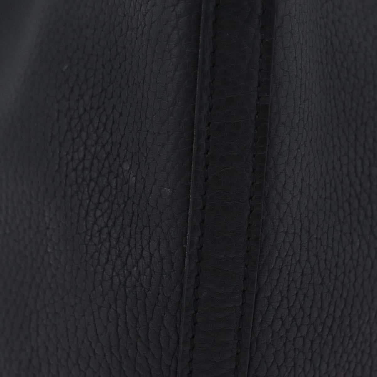 HERMES Taurillon Clemence Picotan Lock MM Bag Leather Black Gold Auth 203244SM