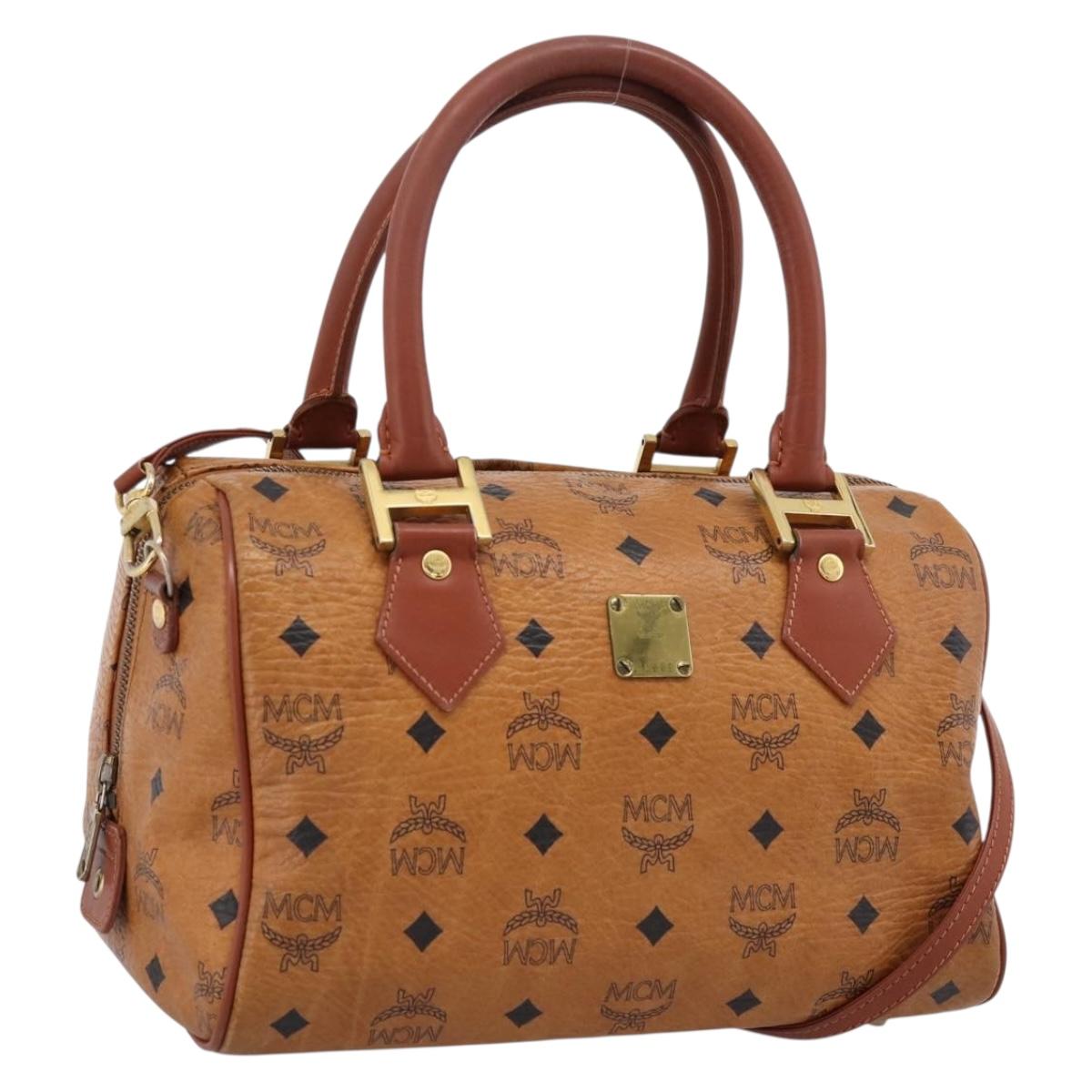 MCM Logogram Vicetos Hand Bag PVC Leather 2way Brown Gold Auth 203245A
