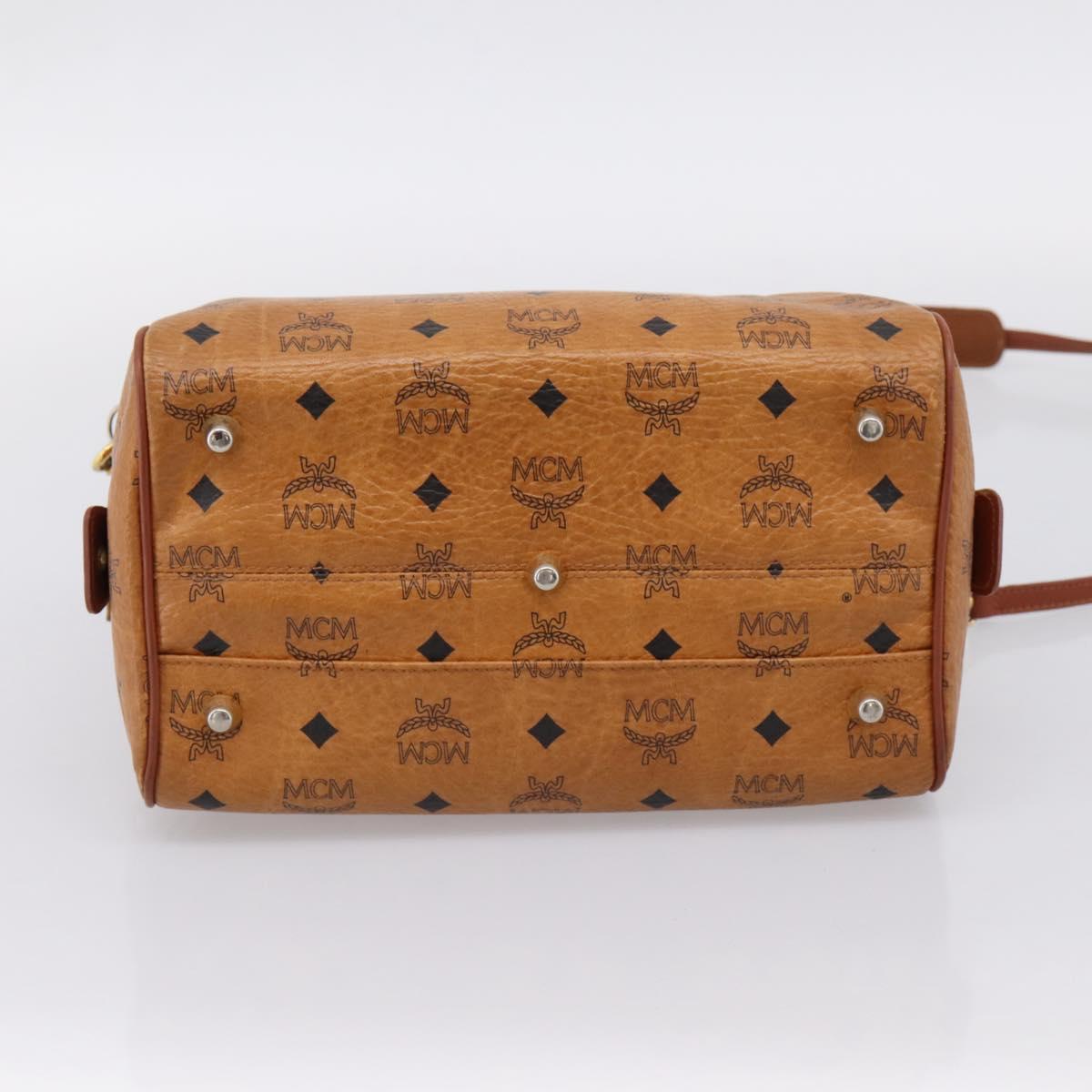MCM Logogram Vicetos Hand Bag PVC Leather 2way Brown Gold Auth 203245A