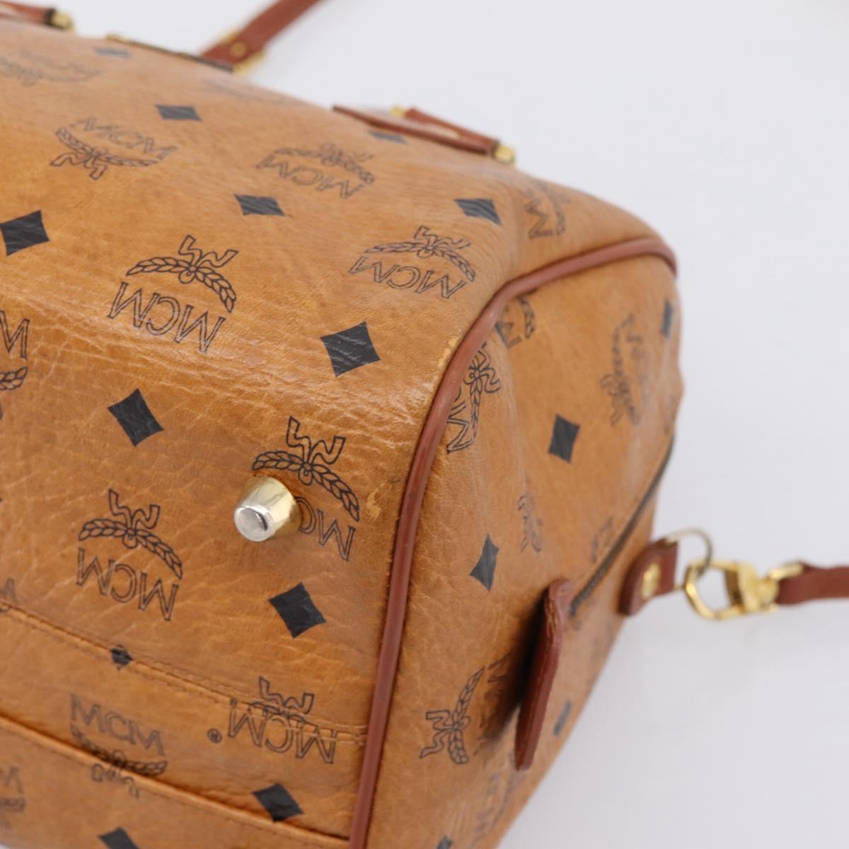 MCM Logogram Vicetos Hand Bag PVC Leather 2way Brown Gold Auth 203245A