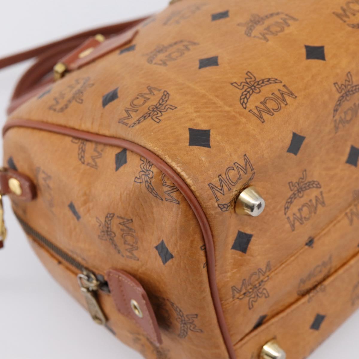 MCM Logogram Vicetos Hand Bag PVC Leather 2way Brown Gold Auth 203245A