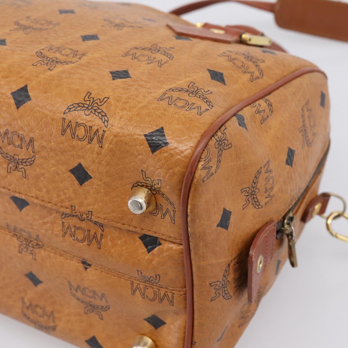 MCM Logogram Vicetos Hand Bag PVC Leather 2way Brown Gold Auth 203245A