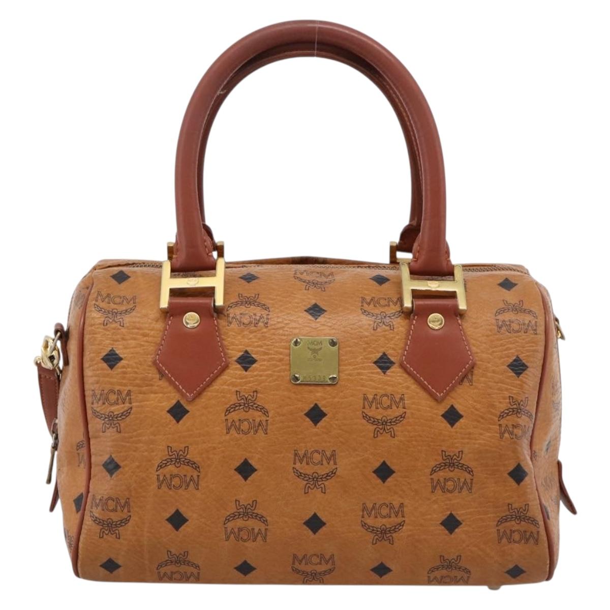 MCM Logogram Vicetos Hand Bag PVC Leather 2way Brown Gold Auth 203245A