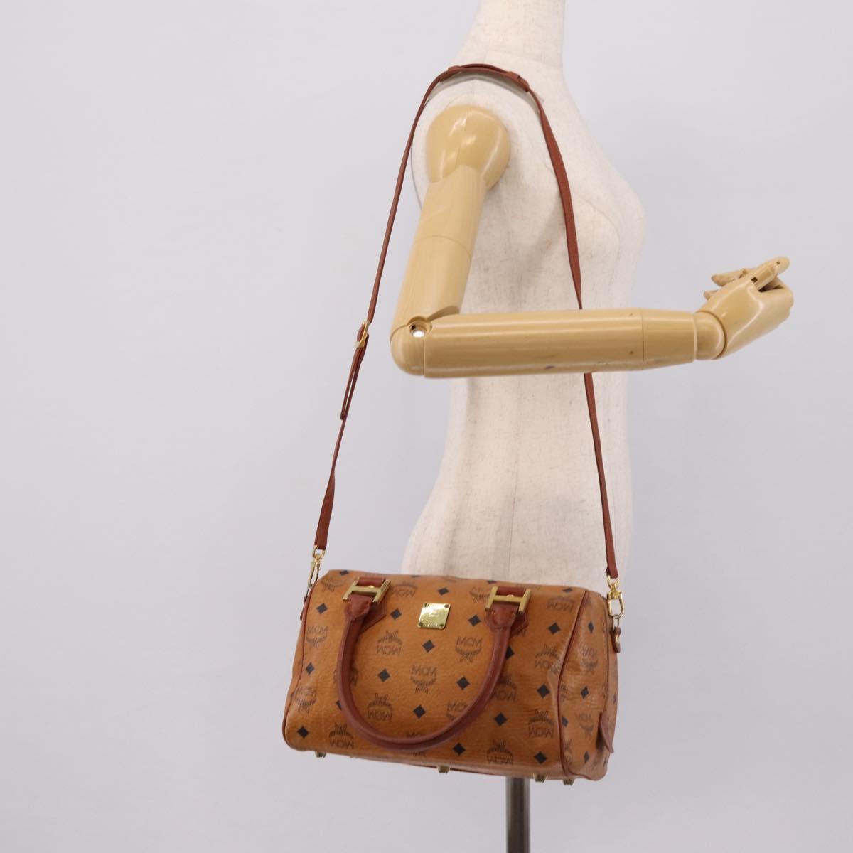 MCM Logogram Vicetos Hand Bag PVC Leather 2way Brown Gold Auth 203245A