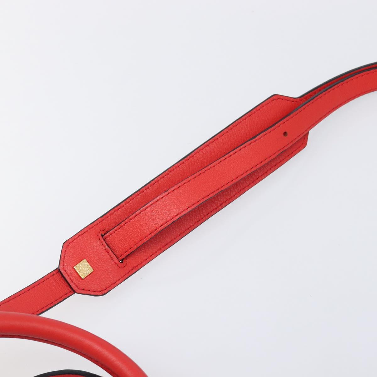 LOEWE Hand Bag Leather 2way Red Gold Auth 203246M
