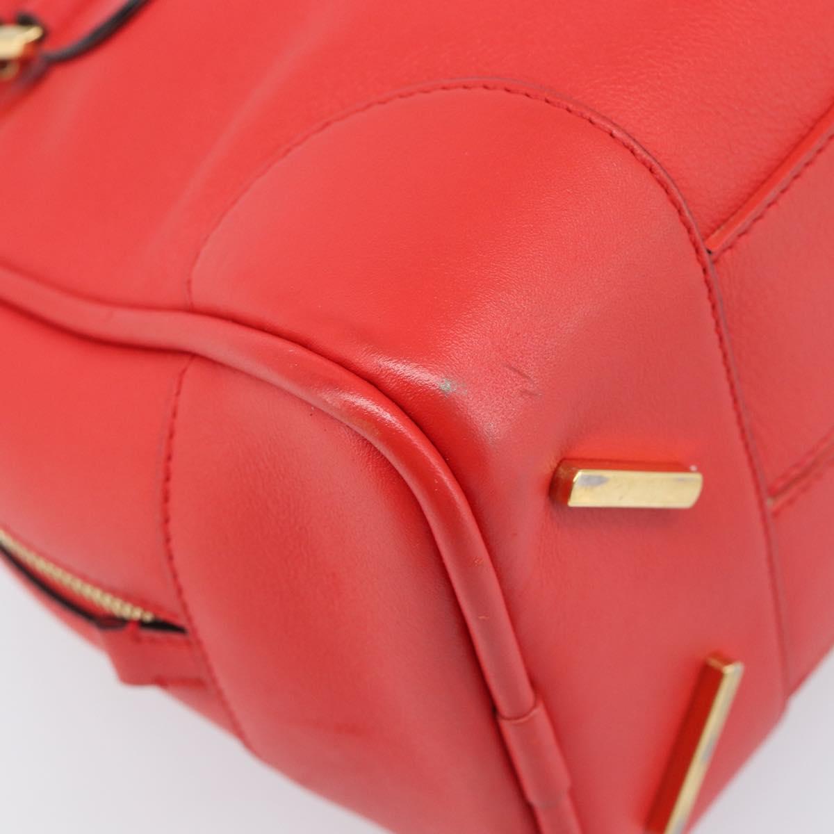 LOEWE Hand Bag Leather 2way Red Gold Auth 203246M