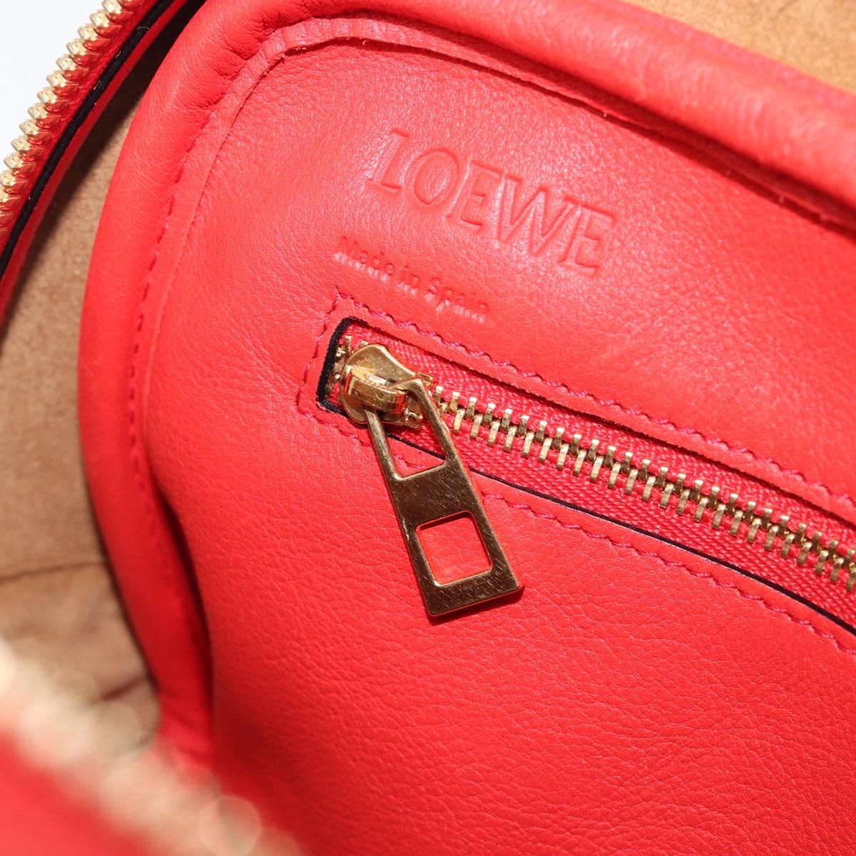 LOEWE Hand Bag Leather 2way Red Gold Auth 203246M