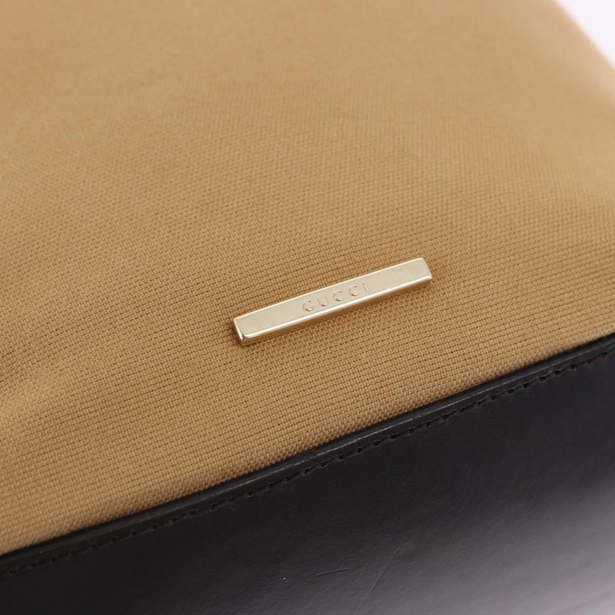 GUCCI Web Sherry Line Shoulder Bag Canvas Beige Gold Auth 203248A