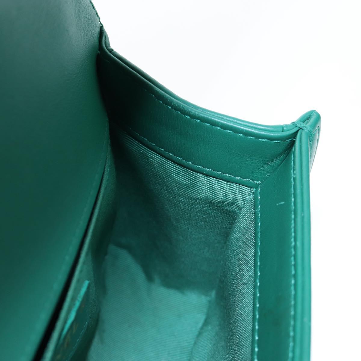 CHANEL Boy Chanel 20 Chain Shoulder Bag Leather Green Gold CC Auth 203249SAM