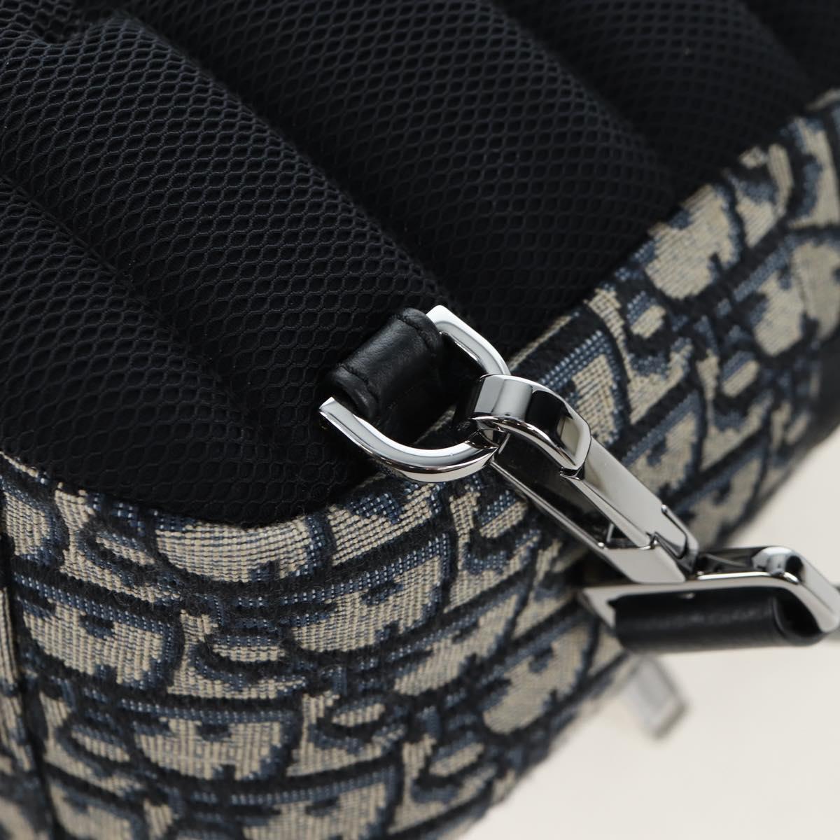 Christian Dior Trotter Canvas Backpack Jacquard Navy Silver Auth 203250SAM