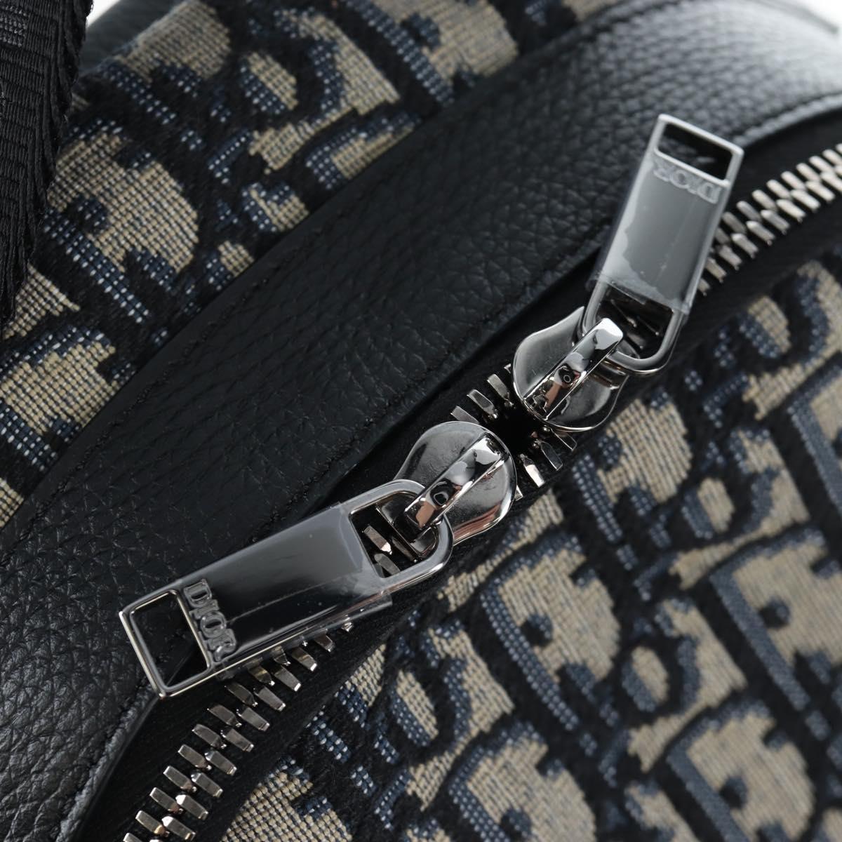 Christian Dior Trotter Canvas Backpack Jacquard Navy Silver Auth 203250SAM