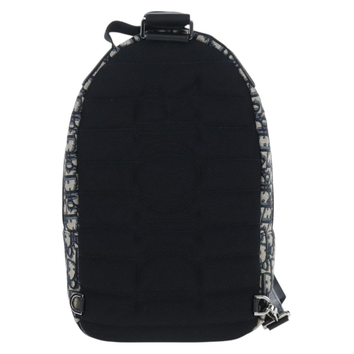 Christian Dior Trotter Canvas Backpack Jacquard Navy Silver Auth 203250SAM