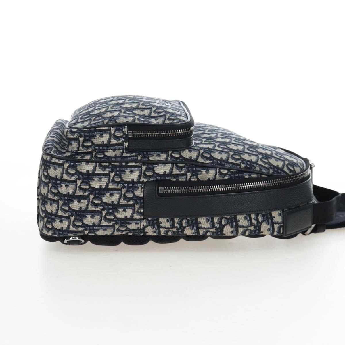 Christian Dior Trotter Canvas Backpack Jacquard Navy Silver Auth 203250SAM