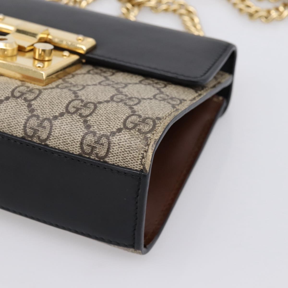 GUCCI GG Supreme Chain Shoulder Bag PVC Beige Gold 409487 Auth 203251A