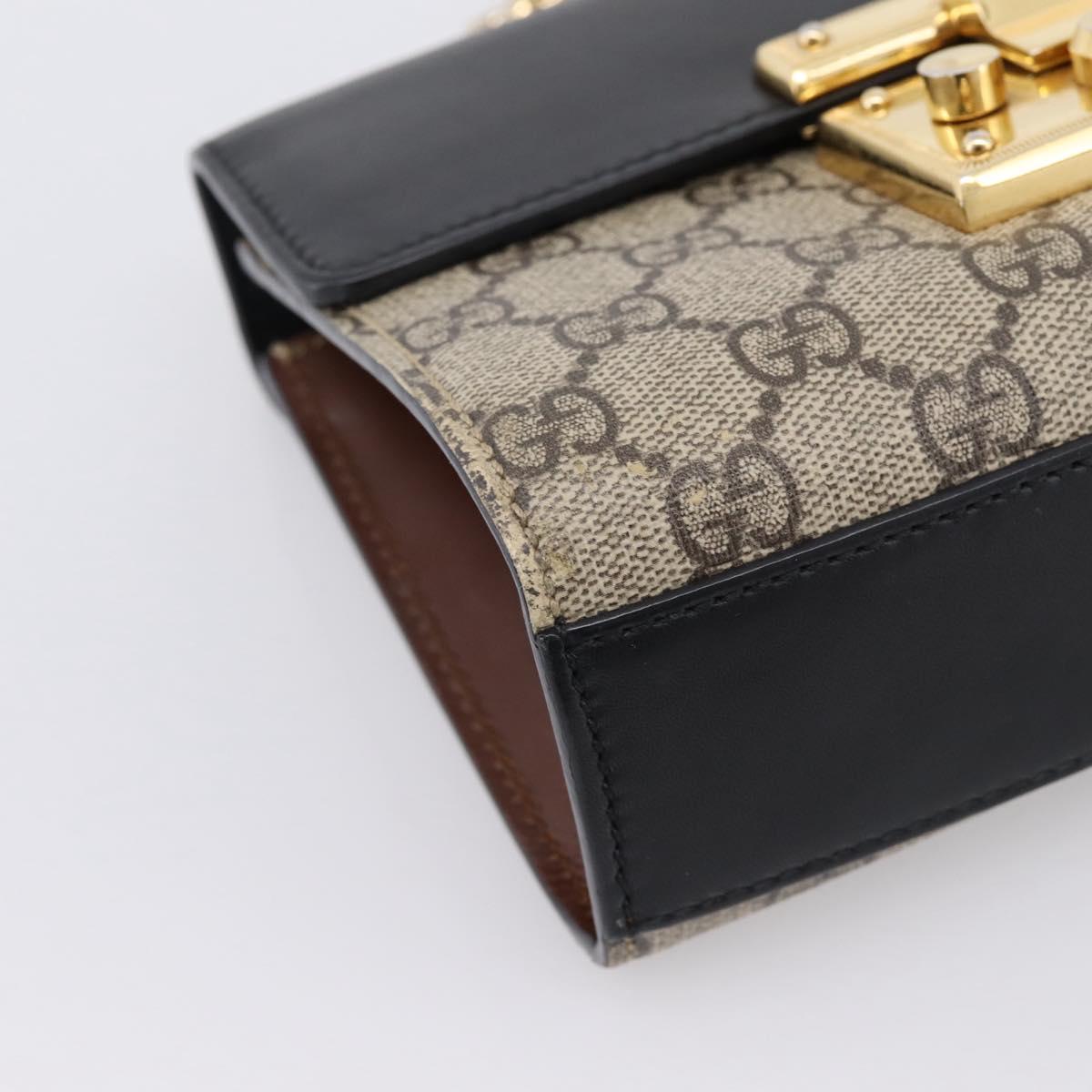 GUCCI GG Supreme Chain Shoulder Bag PVC Beige Gold 409487 Auth 203251A