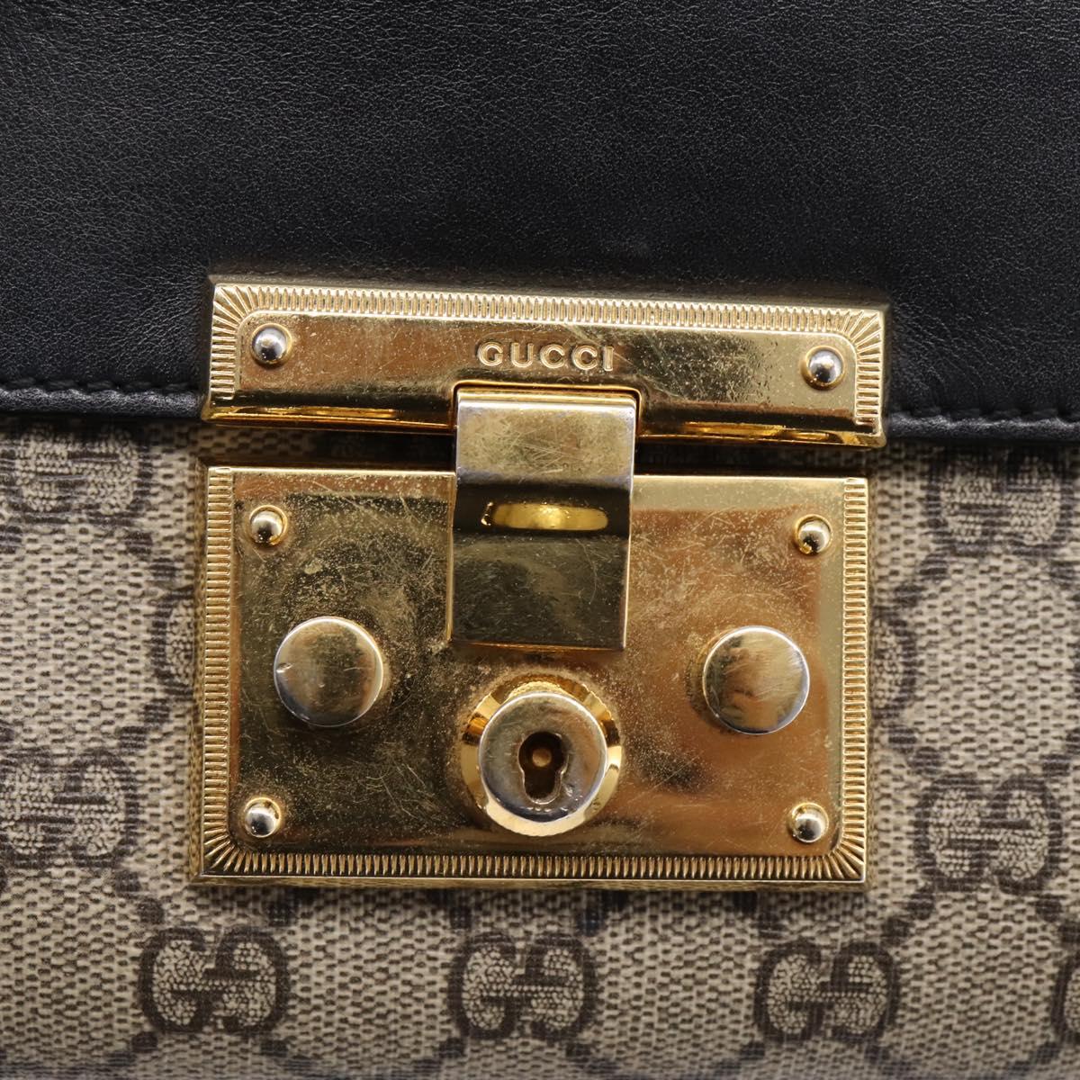 GUCCI GG Supreme Chain Shoulder Bag PVC Beige Gold 409487 Auth 203251A