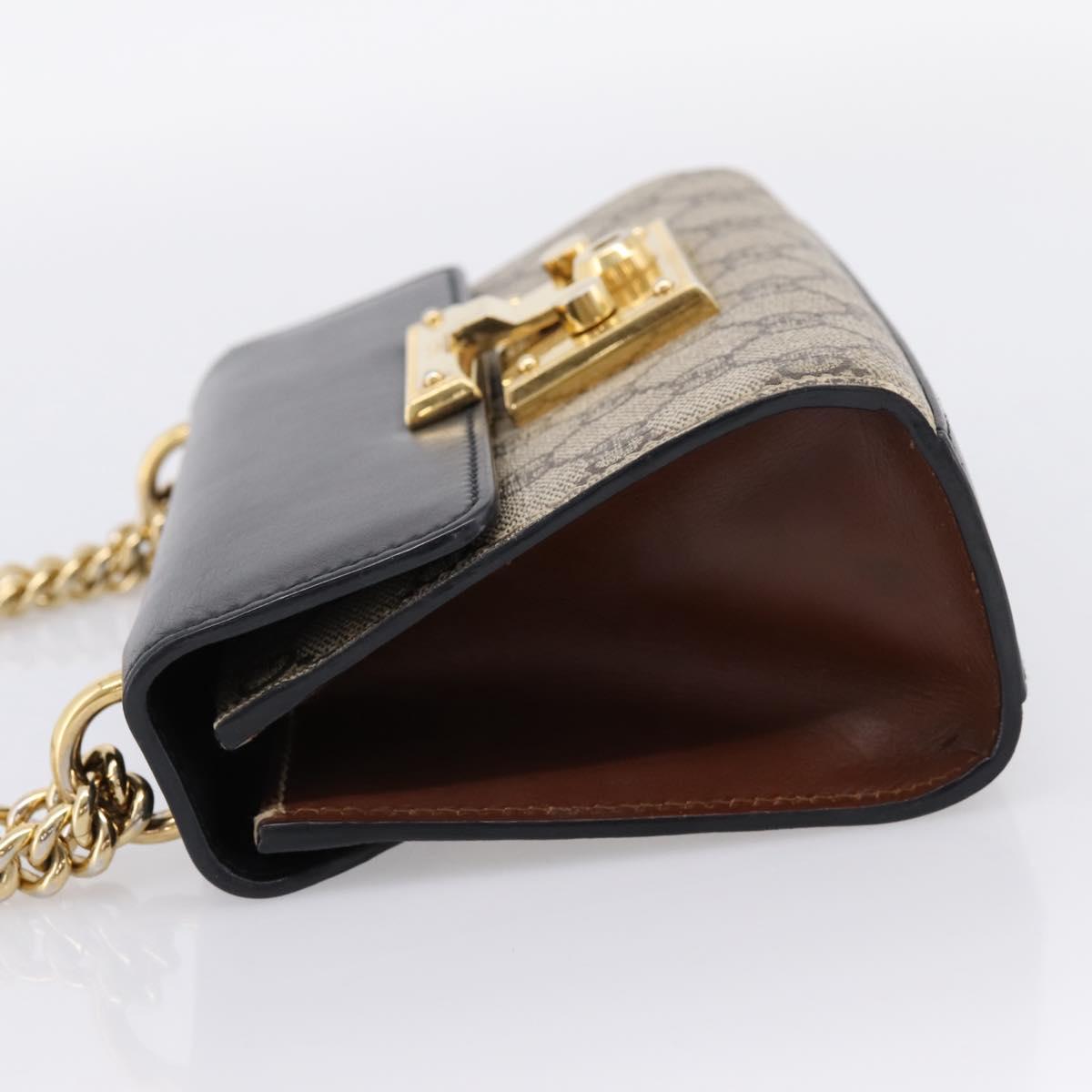 GUCCI GG Supreme Chain Shoulder Bag PVC Beige Gold 409487 Auth 203251A