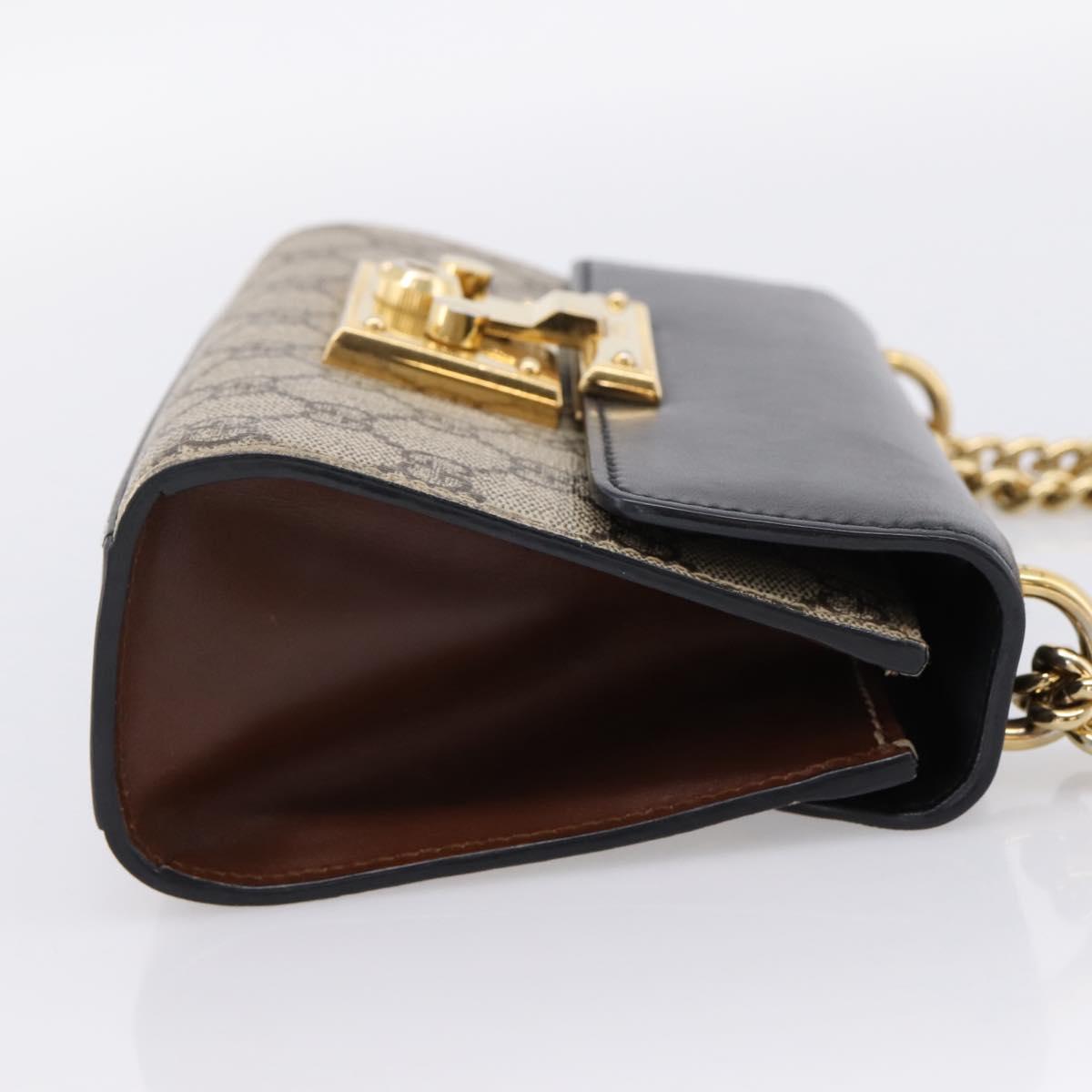 GUCCI GG Supreme Chain Shoulder Bag PVC Beige Gold 409487 Auth 203251A