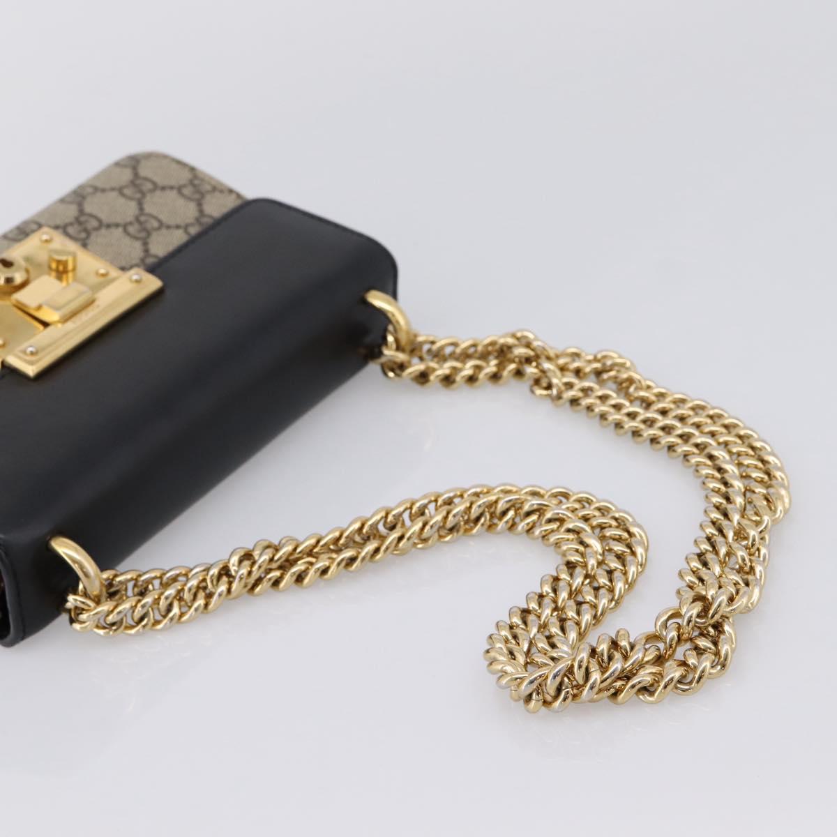 GUCCI GG Supreme Chain Shoulder Bag PVC Beige Gold 409487 Auth 203251A