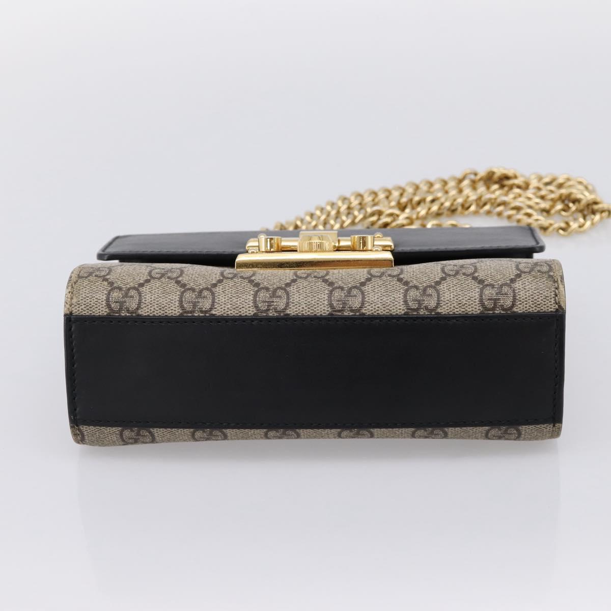 GUCCI GG Supreme Chain Shoulder Bag PVC Beige Gold 409487 Auth 203251A