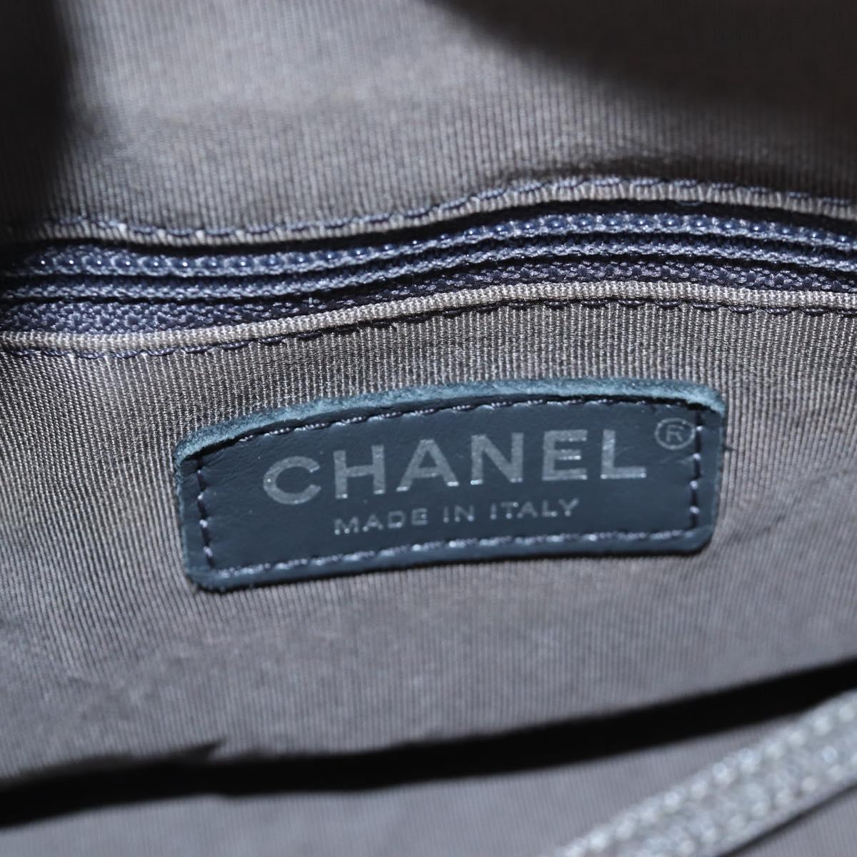 CHANEL Chain Gabriel De V Stitch Shoulder Bag Caviar Skin Gray CC Auth 203252V