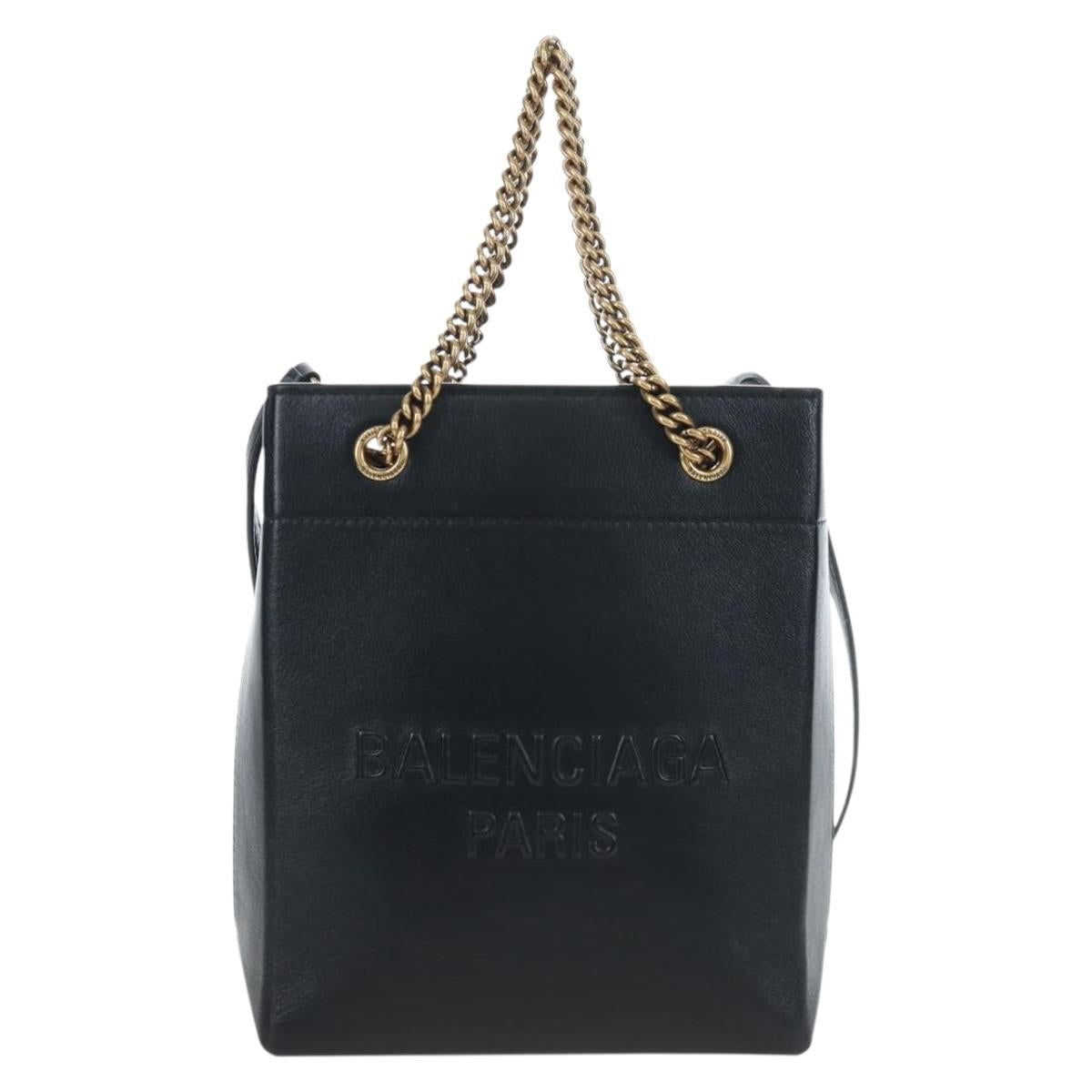 BALENCIAGA Duty Free Tote Bag Leather 2way Black Gold 787982 Auth 203253M