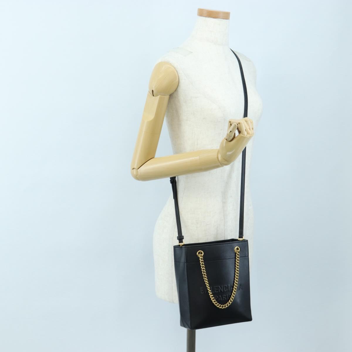 BALENCIAGA Duty Free Tote Bag Leather 2way Black Gold 787982 Auth 203253M