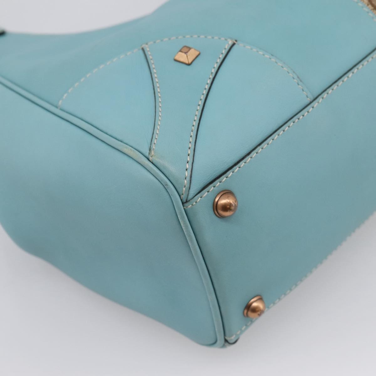 GUCCI New Jackie Hand Bag Leather Light Blue Gold 124407 Auth 203254V