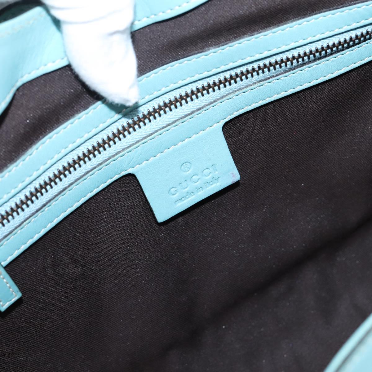 GUCCI New Jackie Hand Bag Leather Light Blue Gold 124407 Auth 203254V