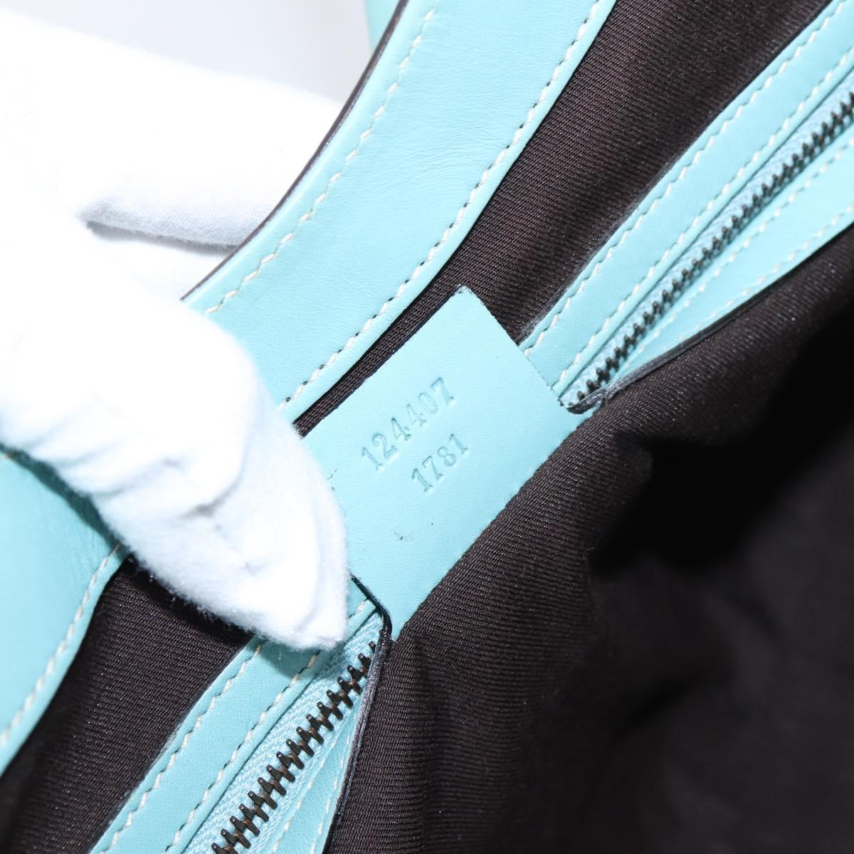GUCCI New Jackie Hand Bag Leather Light Blue Gold 124407 Auth 203254V