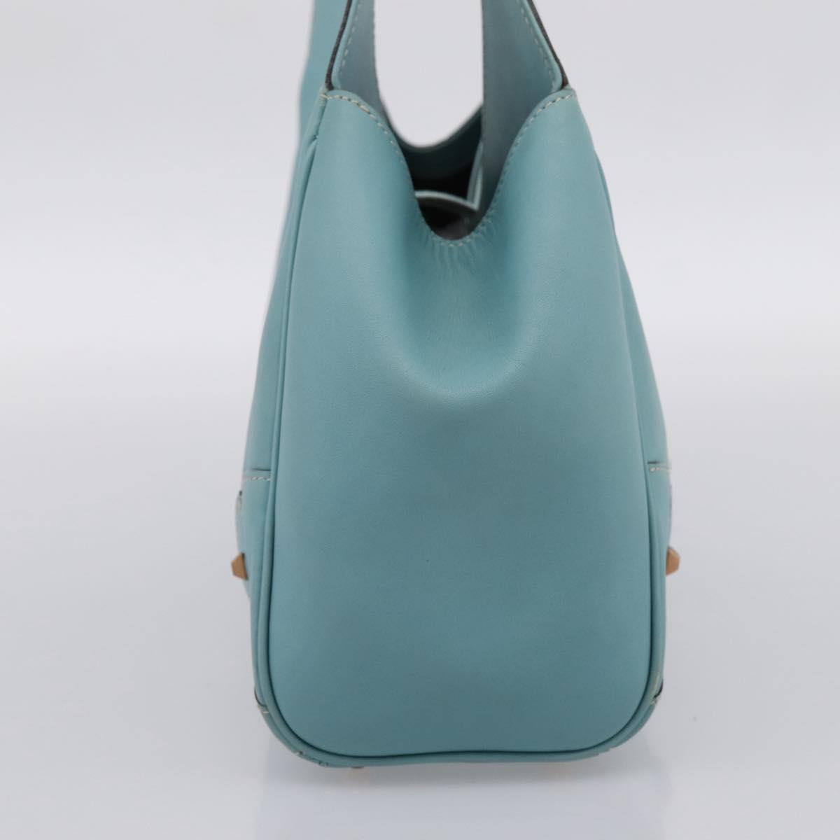 GUCCI New Jackie Hand Bag Leather Light Blue Gold 124407 Auth 203254V