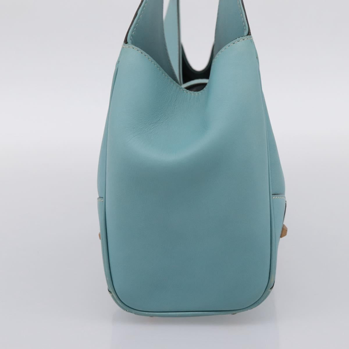 GUCCI New Jackie Hand Bag Leather Light Blue Gold 124407 Auth 203254V